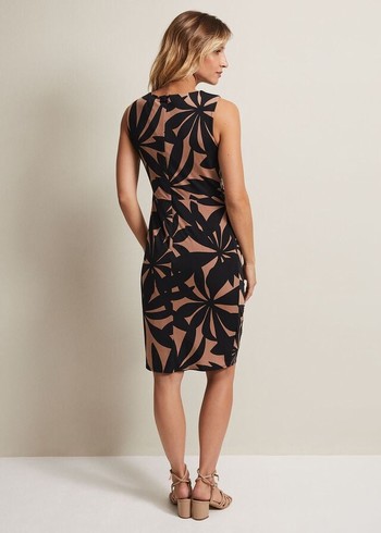 Phase Eight Joanna Leaf Print Bodycon Dress Black/Multicolor Australia | HL1567948